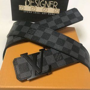 Black Damier Leather Louis Vuitton Belt- Authentic